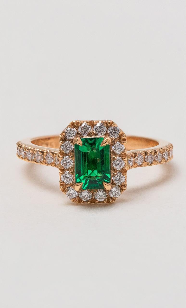 Green emerald and diamond on sale ring