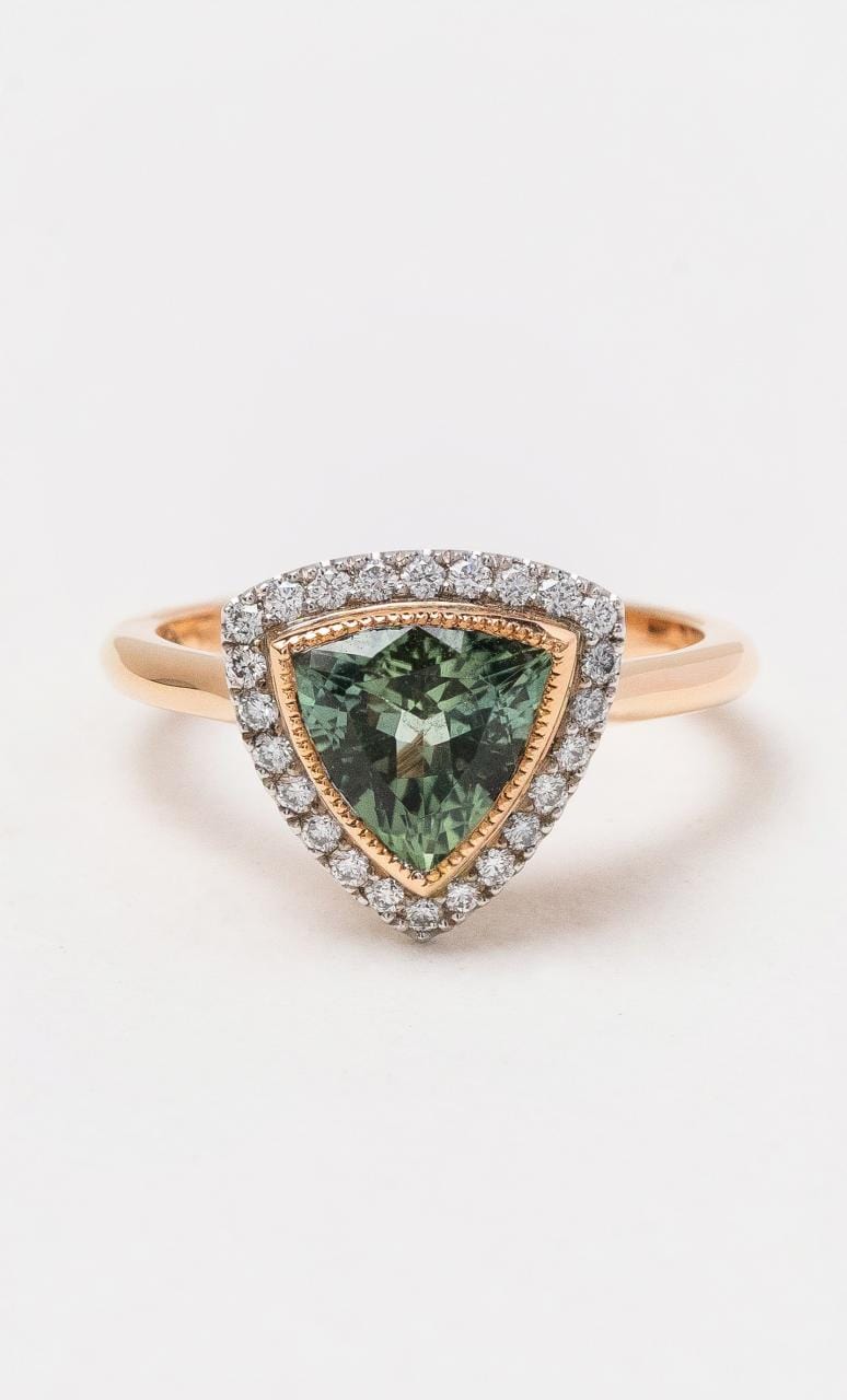 Green tourmaline ring with on sale diamonds