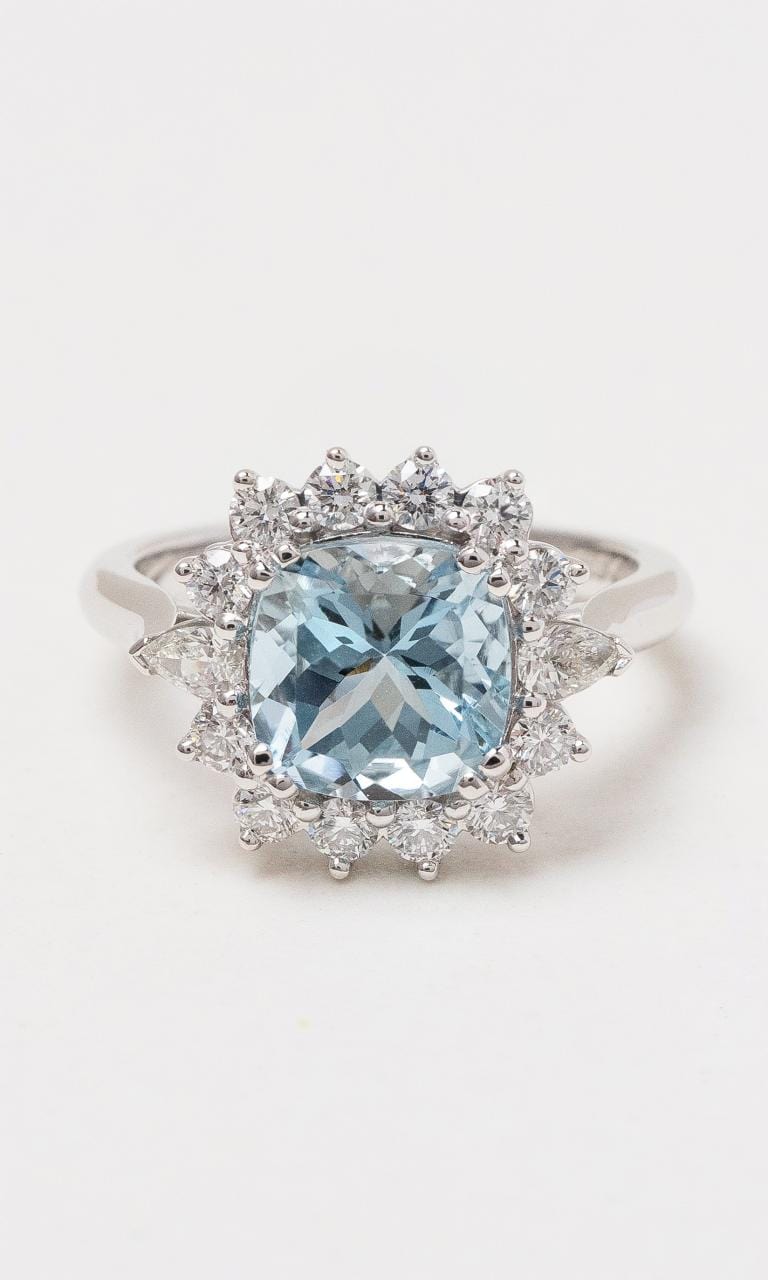 Aquamarine cushion online cut engagement ring