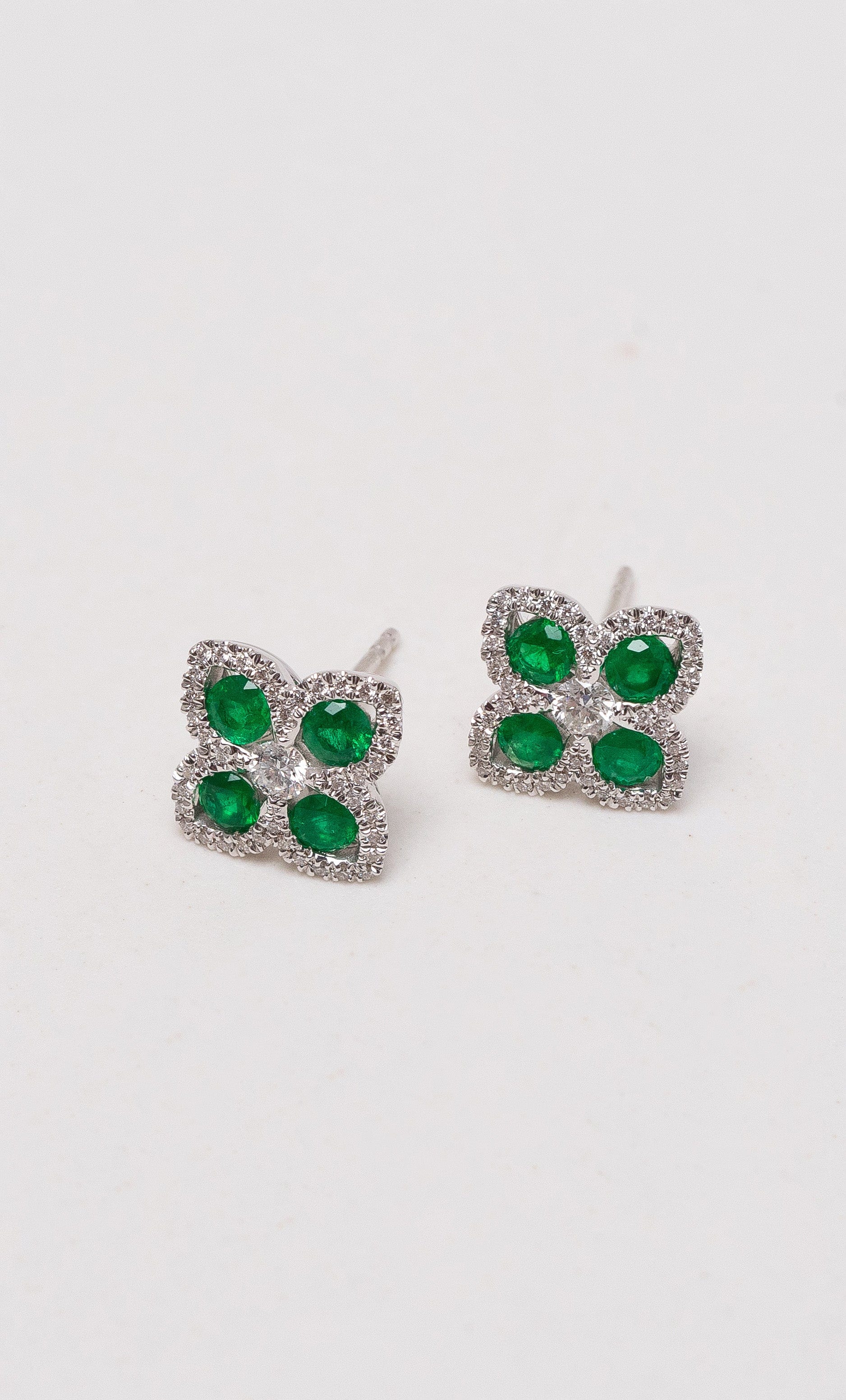 Diamond and emerald store stud earrings