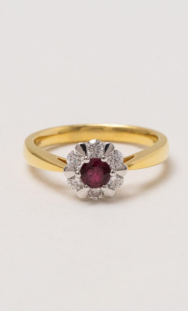 Ruby and diamond on sale cluster ring