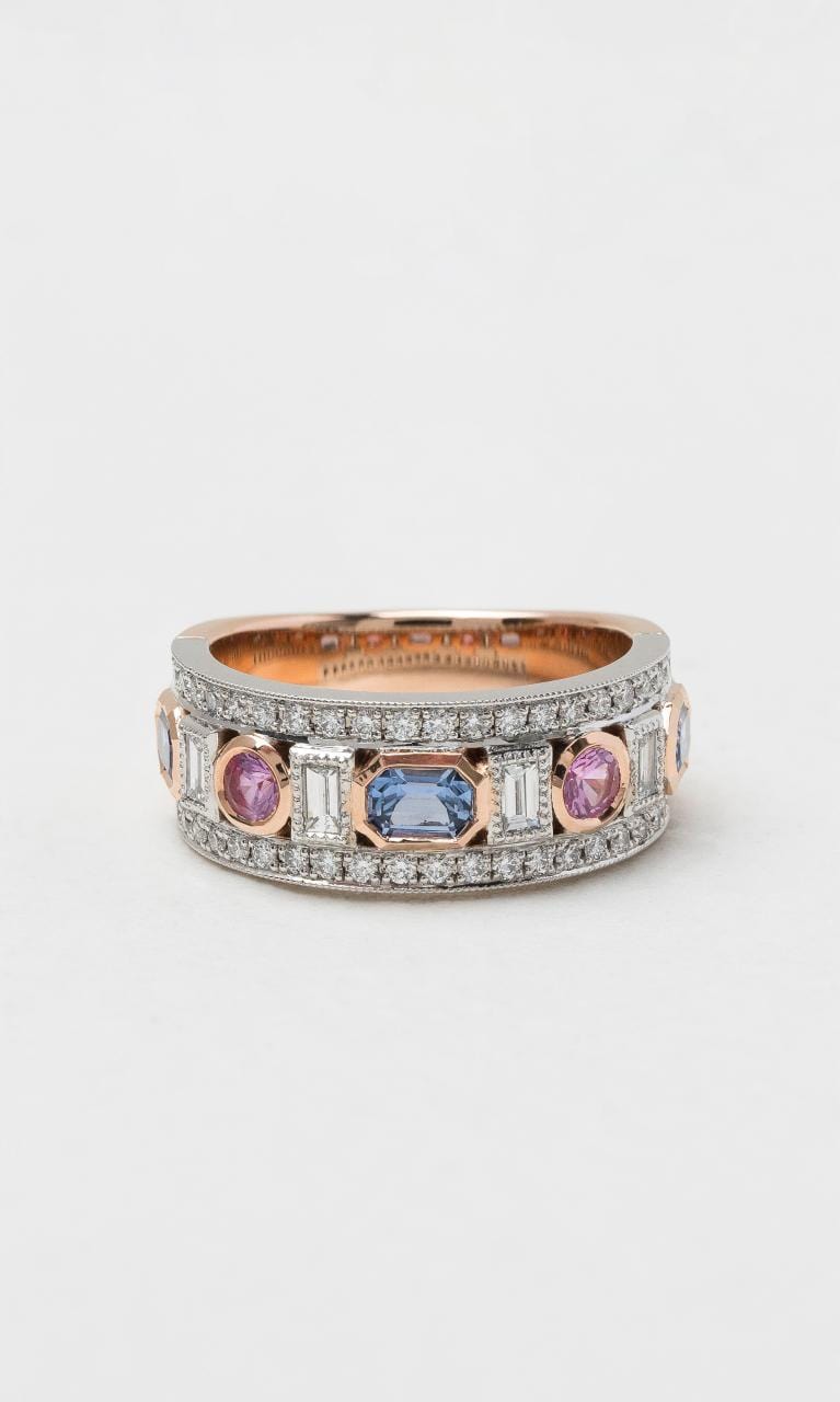 2024 © Hogans Family Jewellers 18K RWG Multi-Coloured Sapphire & Diamond Dress Ring