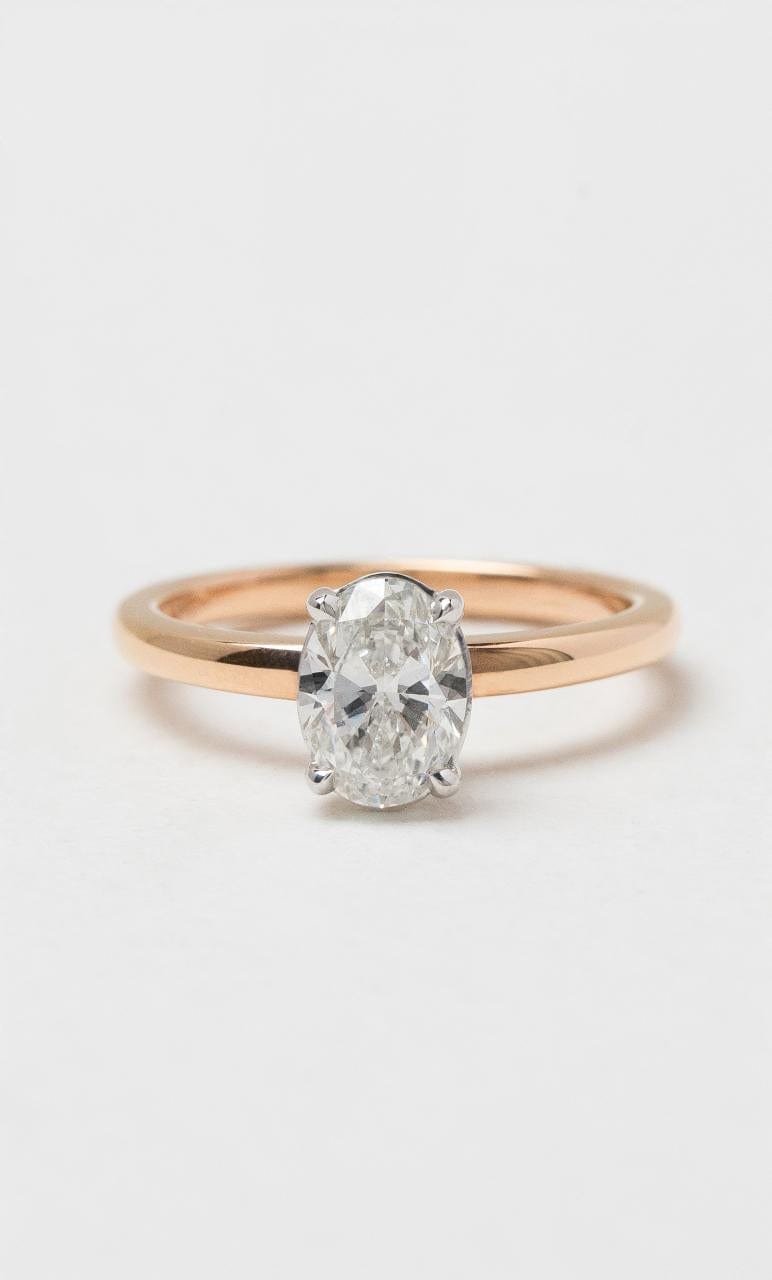 2024 © Hogans Family Jewellers 18K RWG Oval Cut Diamond Solitaire Ring