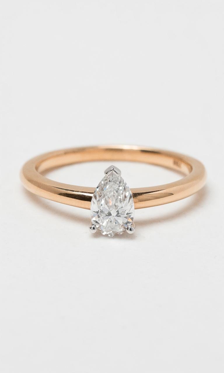 2024 © Hogans Family Jewellers 18K RWG Pear Diamond Solitaire Ring