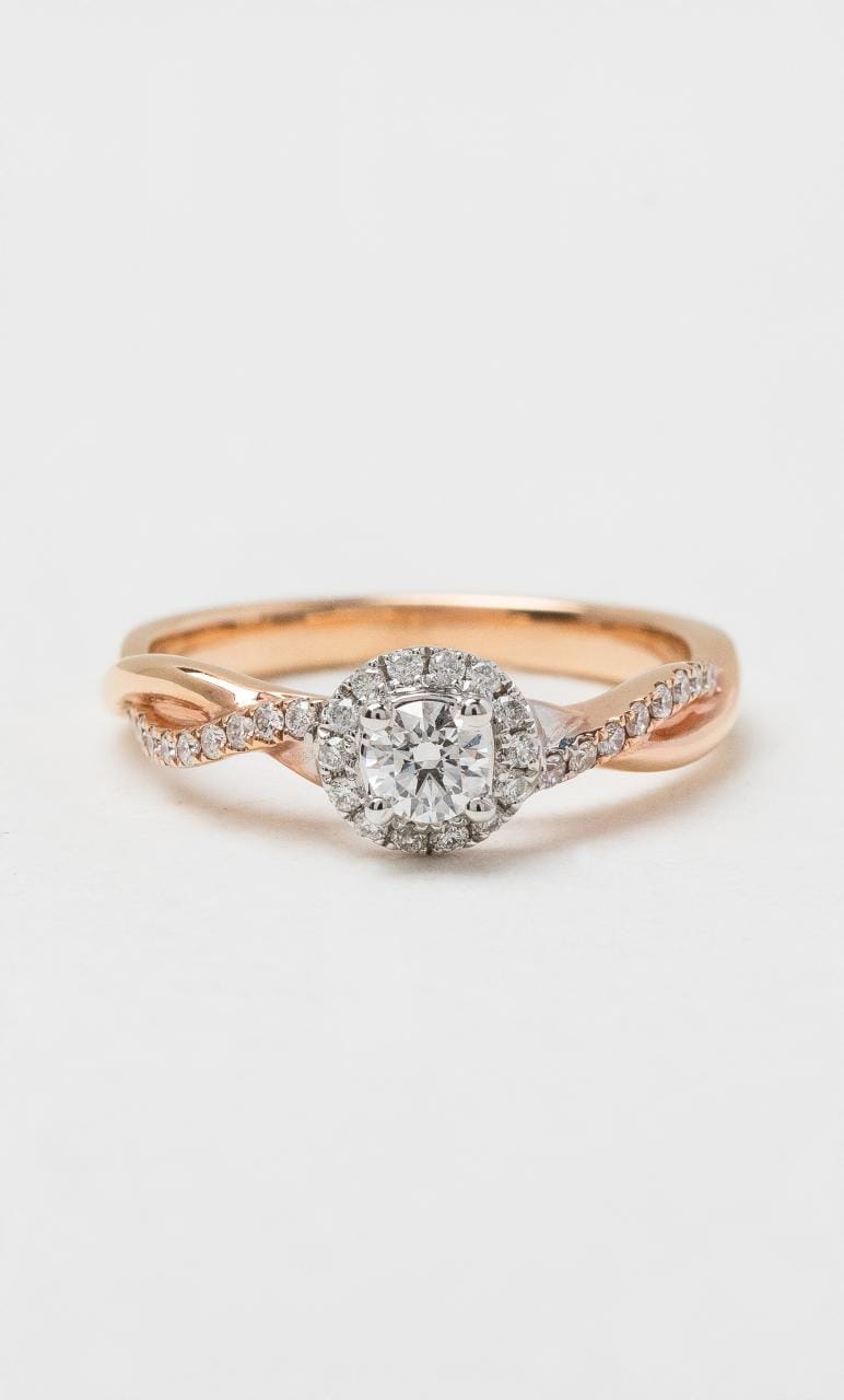2024 © Hogans Family Jewellers 18K RWG RBC Diamond Halo Twist Ring