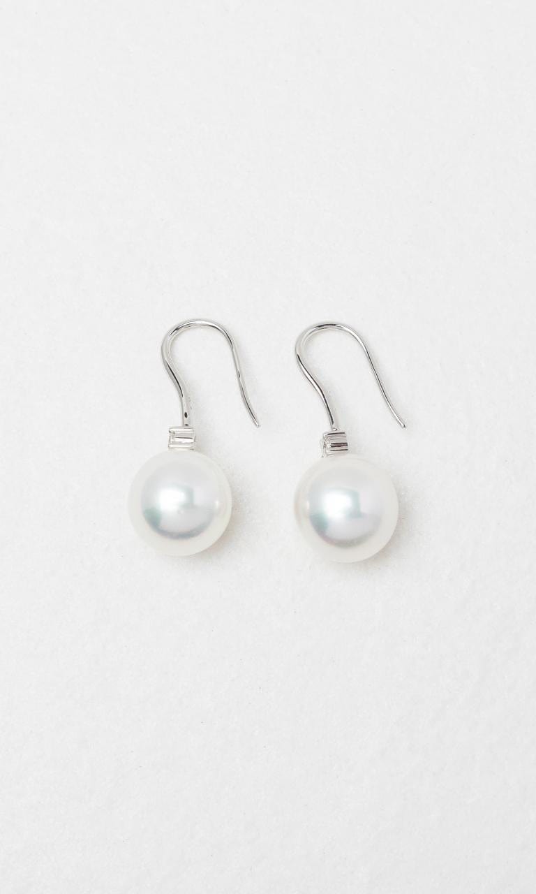 2024 © Hogans Family Jewellers 18K WG 10mm South Sea Pearl & Diamond Drop Earrings