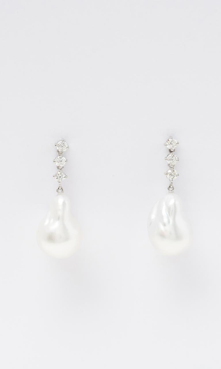 2024 © Hogans Family Jewellers 18K WG Baroque South Sea Pearl & Diamond Drop Earrings