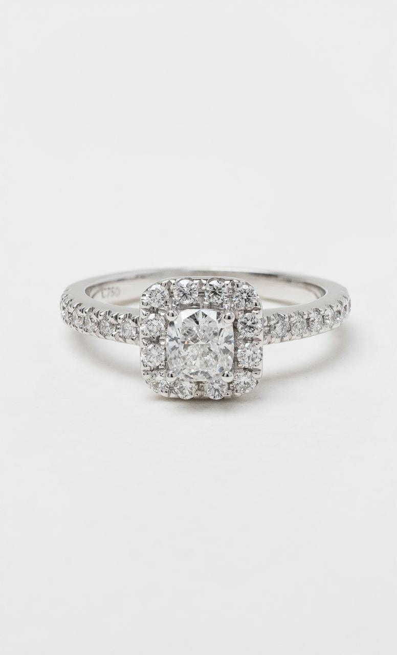 2024 © Hogans Family Jewellers 18K WG Cushion Cut Diamond Halo Ring