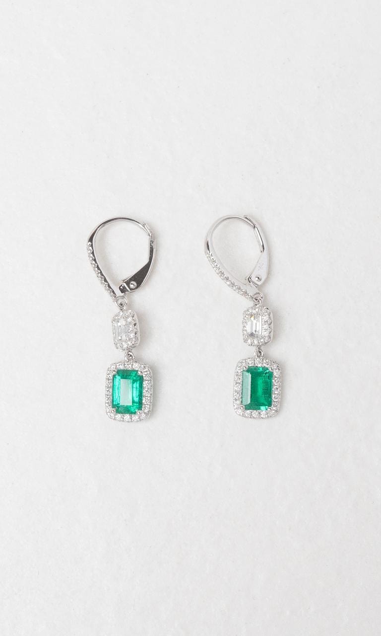 2024 © Hogans Family Jewellers 18K WG Emerald & Diamond Drop Earrings