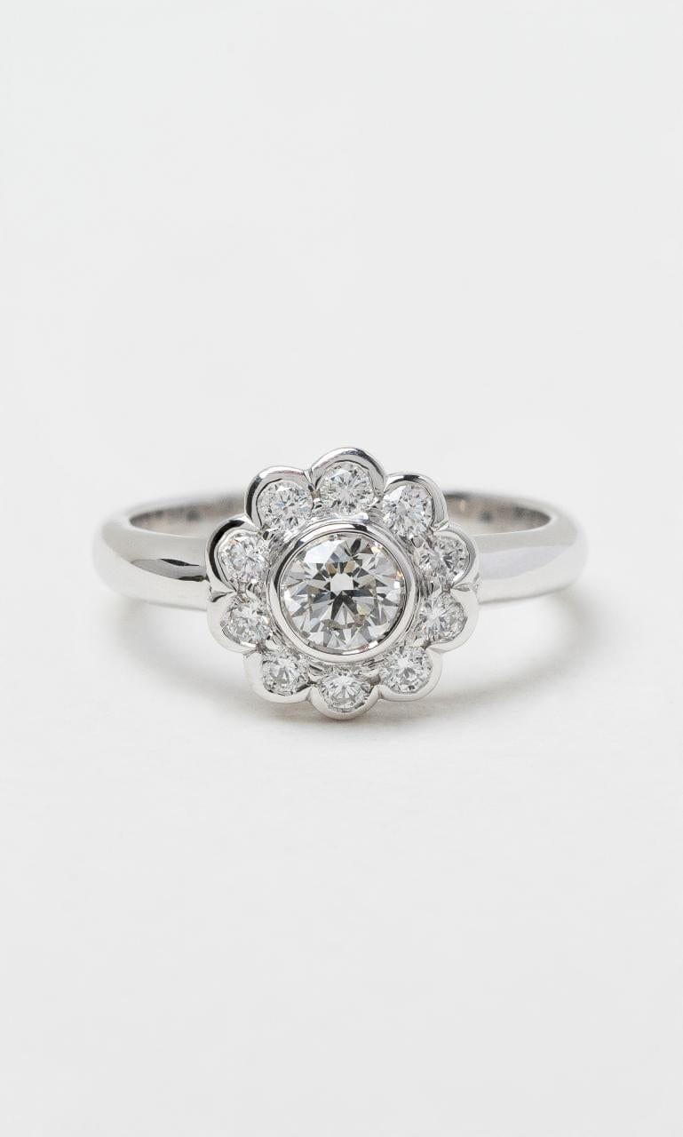 2024 © Hogans Family Jewellers 18K WG Flower Halo Style Ring