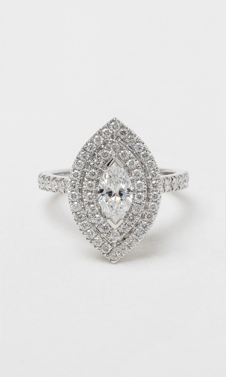 2024 © Hogans Family Jewellers 18K WG Marquise Cut Diamond Halo Ring