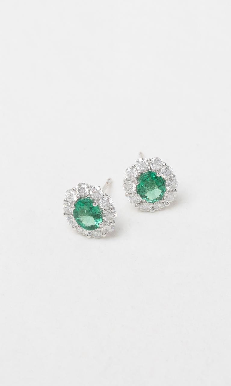 2024 © Hogans Family Jewellers 18K WG Oval Cut Emerald Cluster Earrings