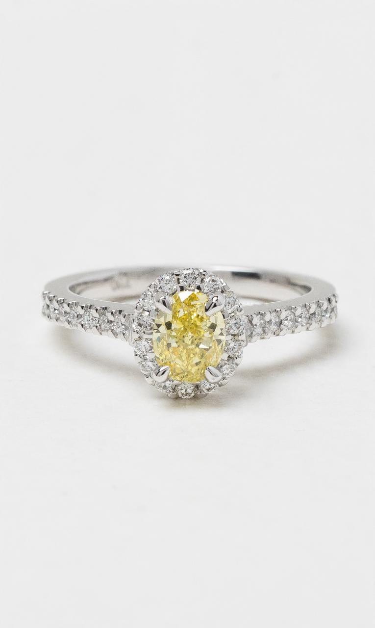 2024 © Hogans Family Jewellers 18K WG Oval Cut Yellow Diamond Halo Ring