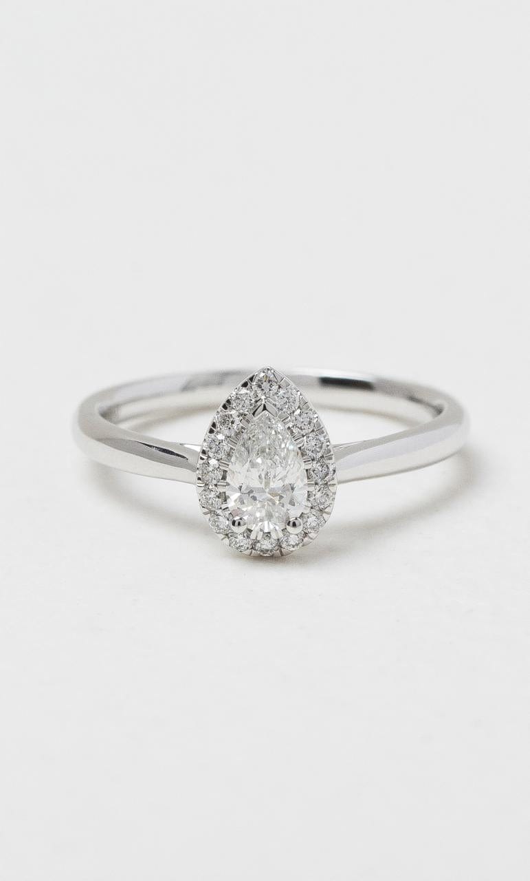 2024 © Hogans Family Jewellers 18K WG Pear Cut Diamond Halo Ring