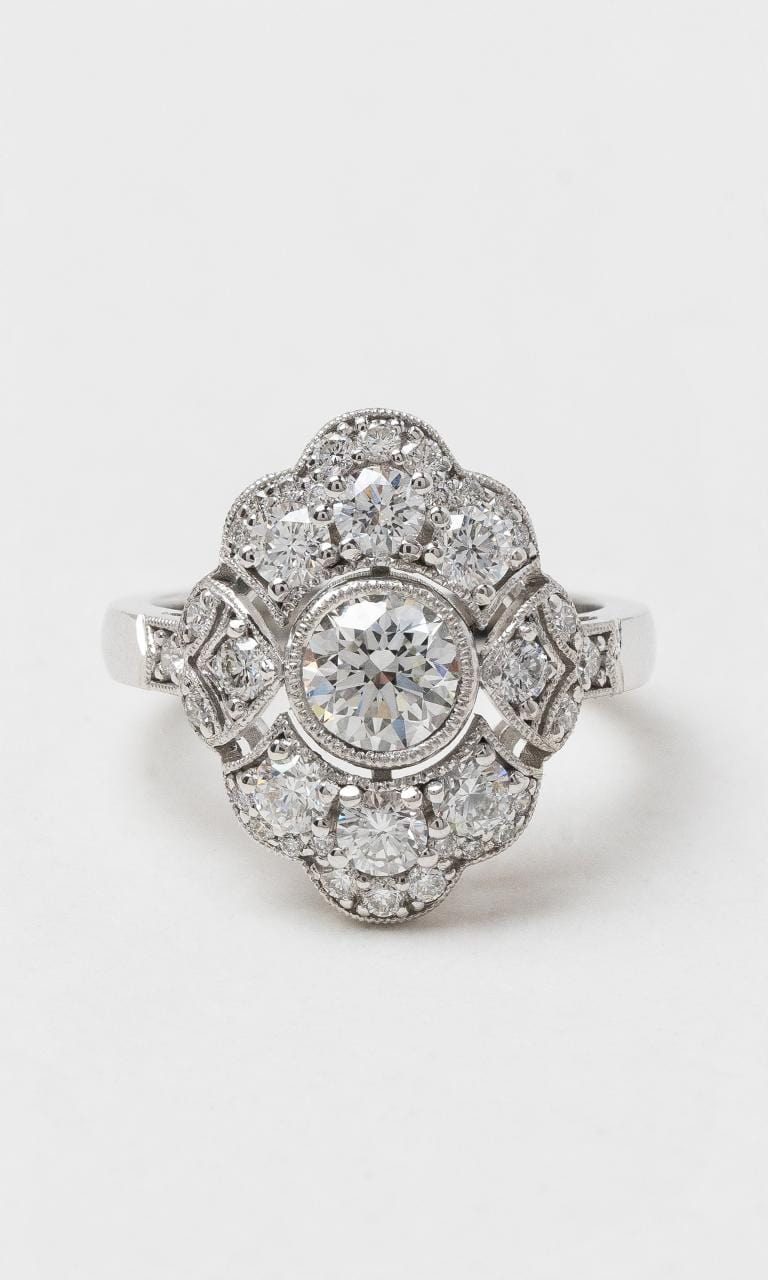 2024 © Hogans Family Jewellers 18K WG Round Brilliant Cut Art Deco Style Ring