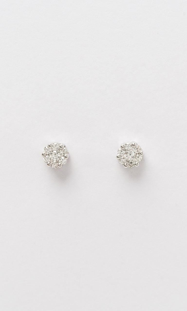 2024 © Hogans Family Jewellers 18K WG Round Brilliant Diamond Cluster Stud Earrings