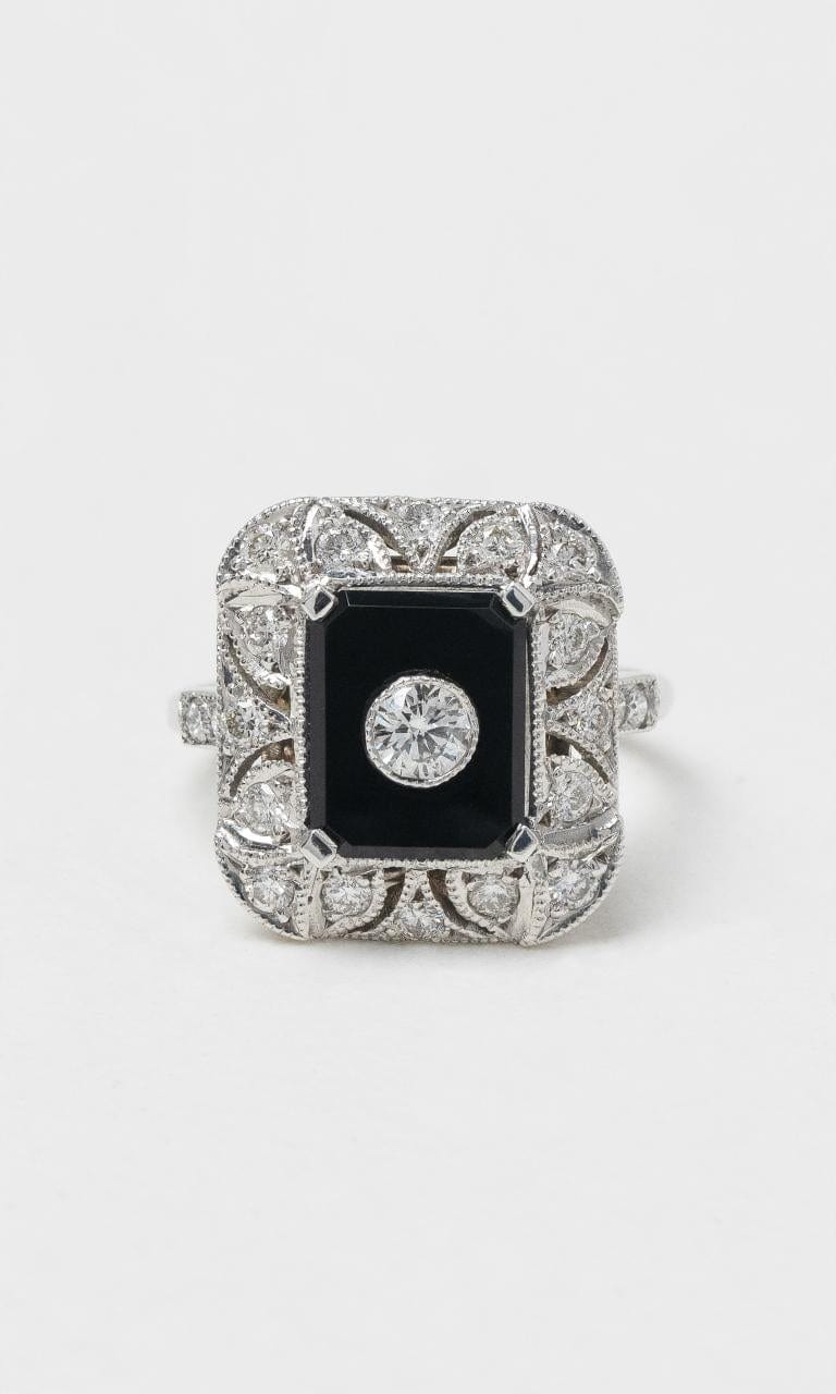 2024 © Hogans Family Jewellers 18K WG Round Brilliant Diamond & Onyx Dress Ring