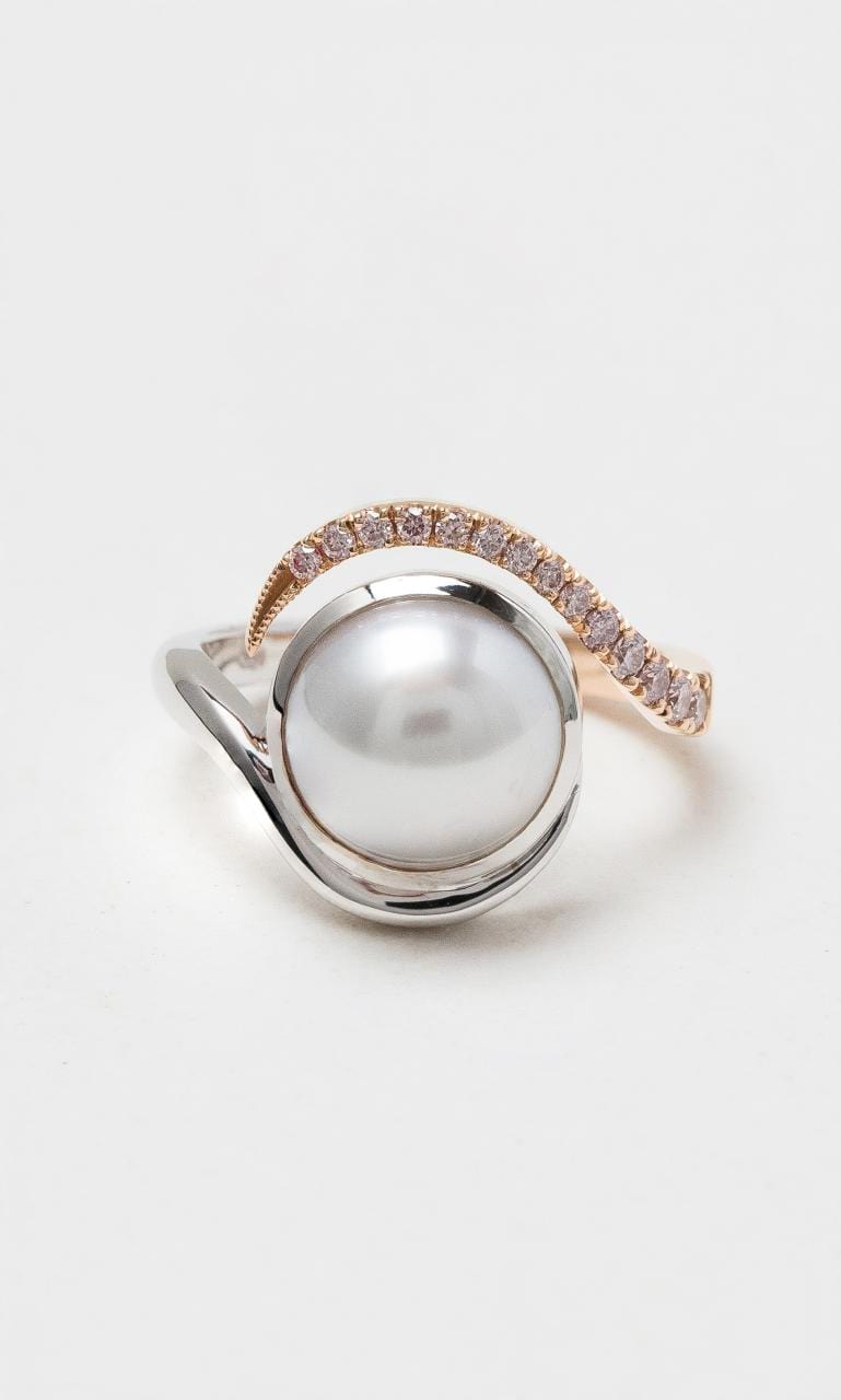 2024 © Hogans Family Jewellers 18K WRG South Sea Pearl & Australian Pink Diamond Ring