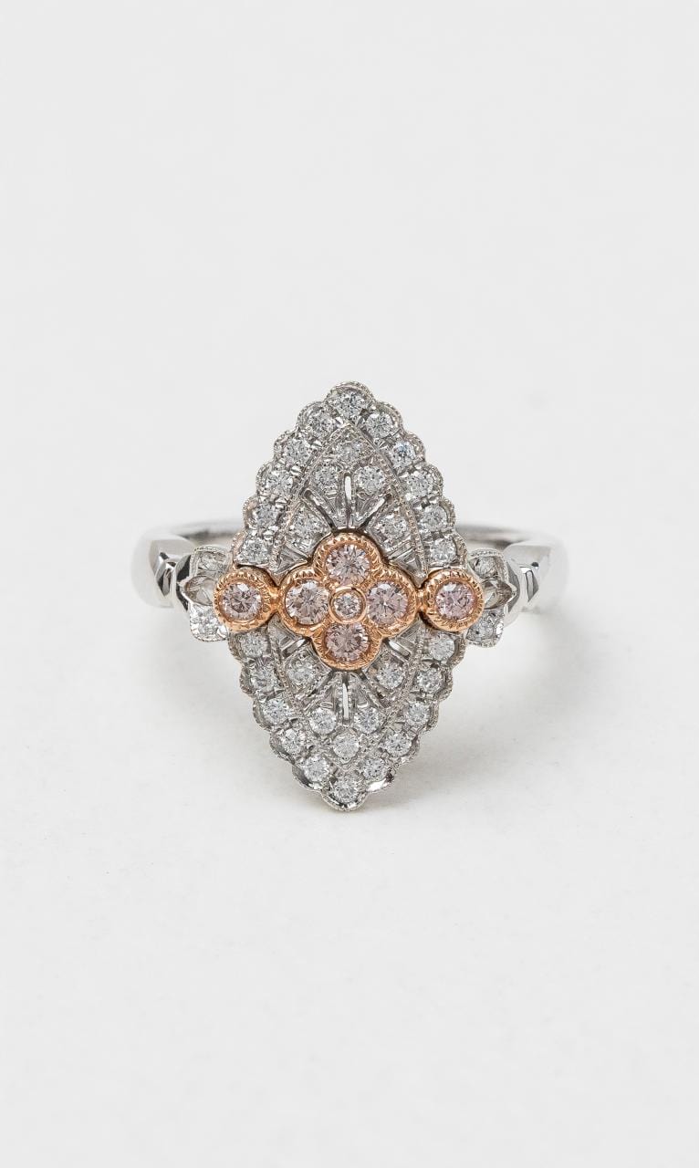 2024 © Hogans Family Jewellers 18K WRG Vintage Style White & Argyle Pink Diamond Ring