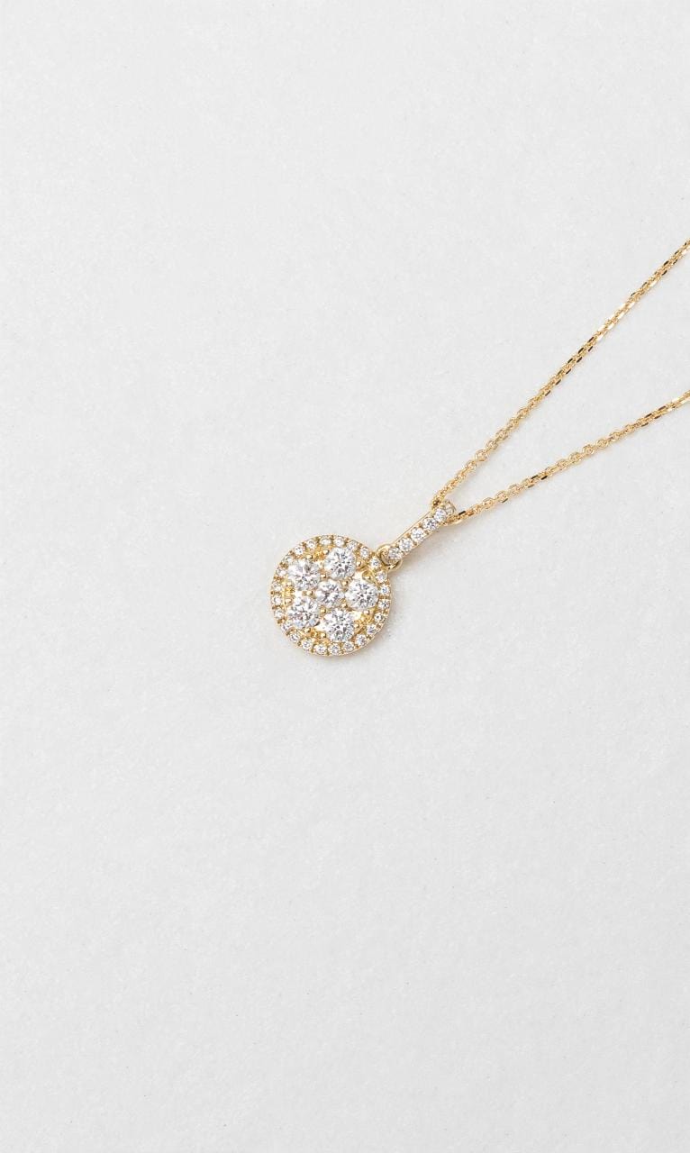 2024 © Hogans Family Jewellers 18K YG Round Brilliant Diamond Cluster Pendant