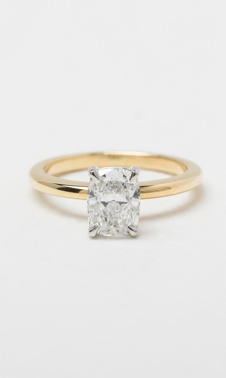 2024 © Hogans Family Jewellers 18K YWG Cushion Solitaire Diamond Ring