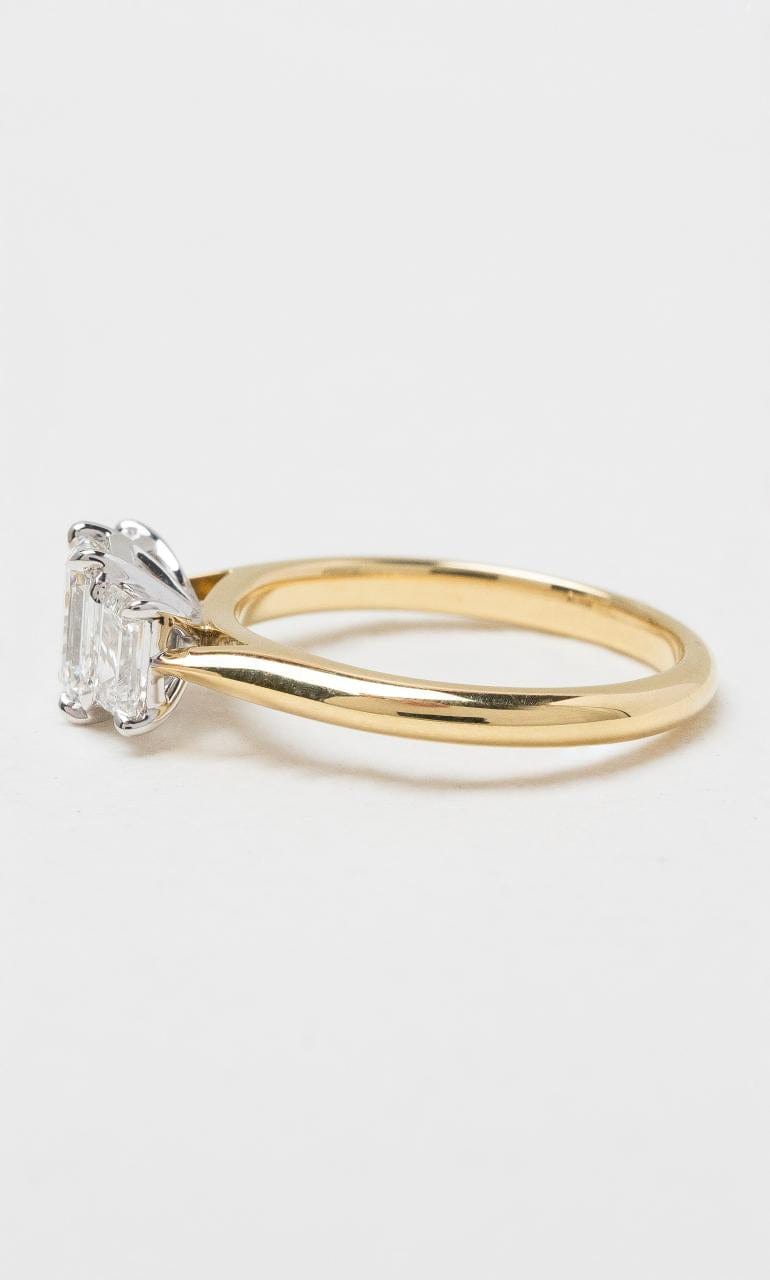 2024 © Hogans Family Jewellers 18K YWG Emerald Cut Diamond Trilogy Ring