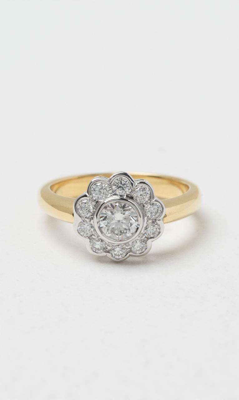 2024 © Hogans Family Jewellers 18K YWG Flower Halo Style Ring