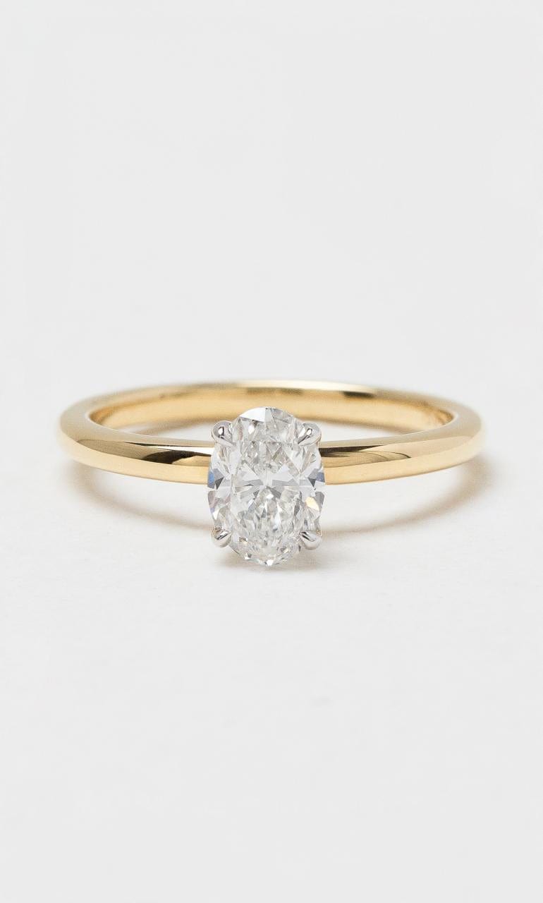 2024 © Hogans Family Jewellers 18K YWG Oval Cut Diamond Solitaire Ring