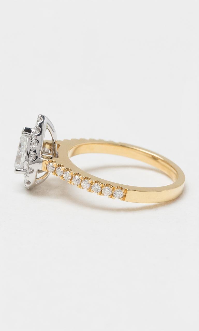 2024 © Hogans Family Jewellers 18K YWG Pear Cut Diamond Halo Ring