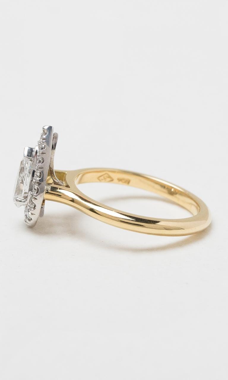 2024 © Hogans Family Jewellers 18K YWG Pear Cut Diamond Halo Ring