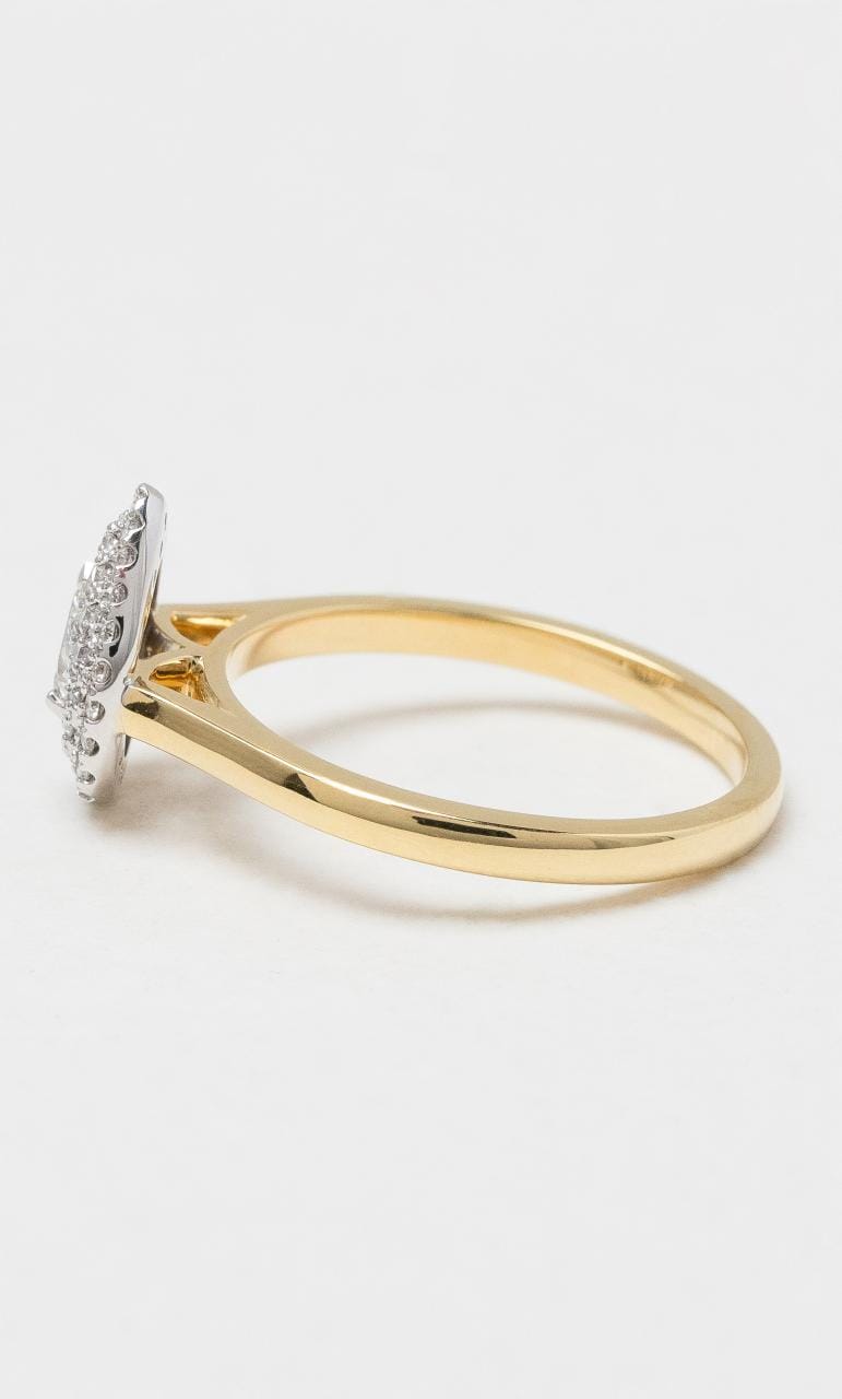 2024 © Hogans Family Jewellers 18K YWG Pear Cut Diamond Halo Style Ring