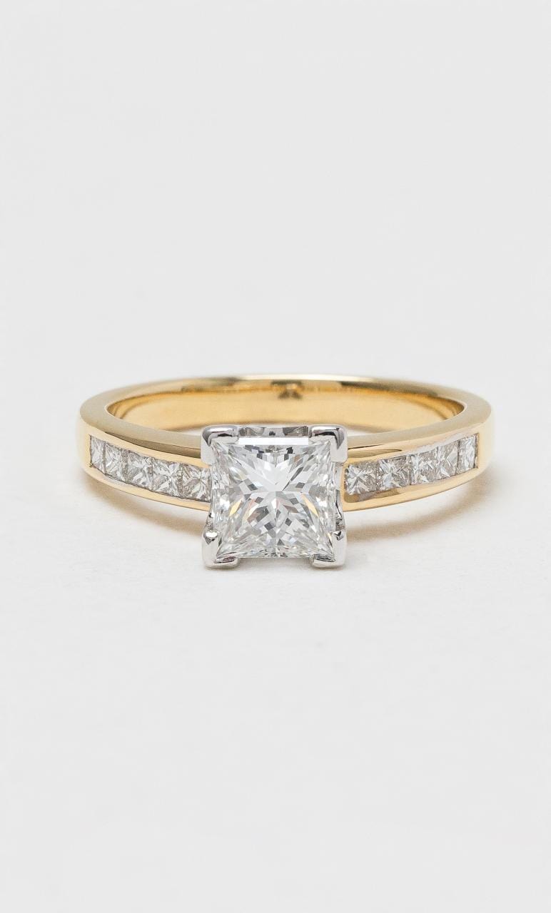 2024 © Hogans Family Jewellers 18K YWG Princess Cut Diamond Solitaire Ring