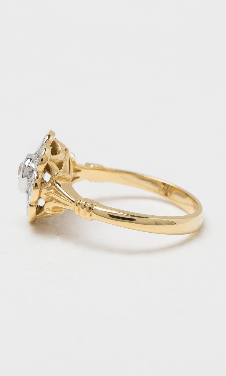 2024 © Hogans Family Jewellers 18K YWG Round Brilliant Diamond Art Deco Ring