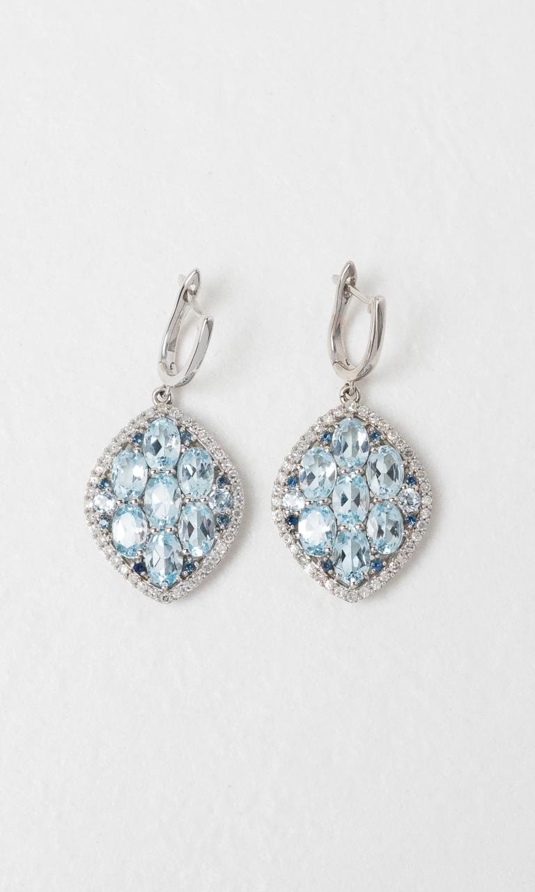 2024 © Hogans Family Jewellers 9K WG Blue Topaz, Sapphire & Diamond Earrings