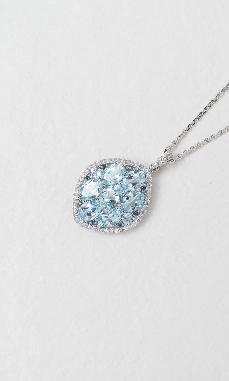 2024 © Hogans Family Jewellers 9K WG Blue Topaz, Sapphire & Diamond Pendant