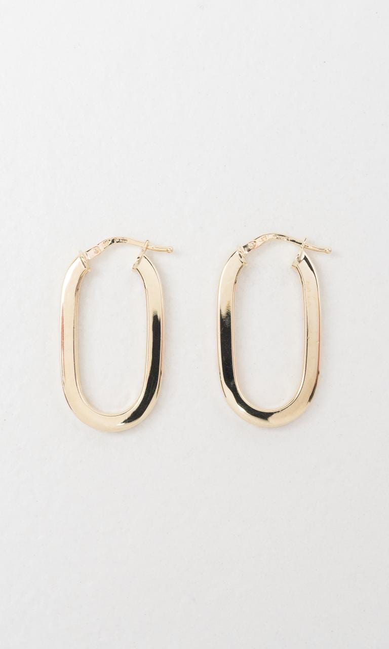 2024 © Hogans Family Jewellers 9K YG 25mm Oval Square Hoop Earrings