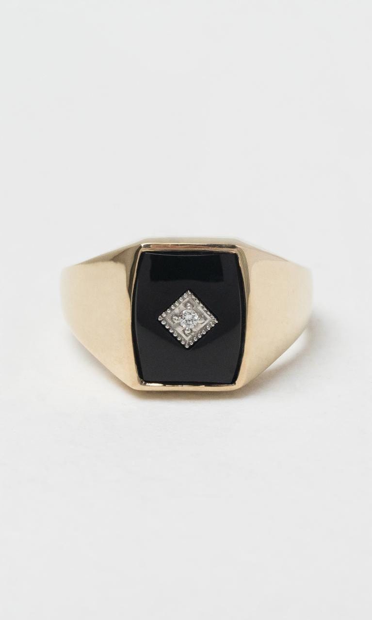 2024 © Hogans Family Jewellers 9K YG Onyx & Diamond Dress Ring