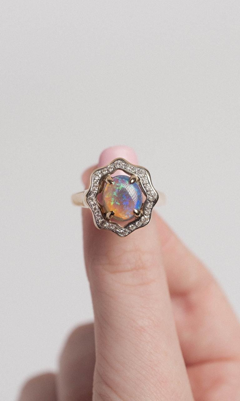 2024 © Hogans Family Jewellers 9K YWG Black Opal Dress Ring