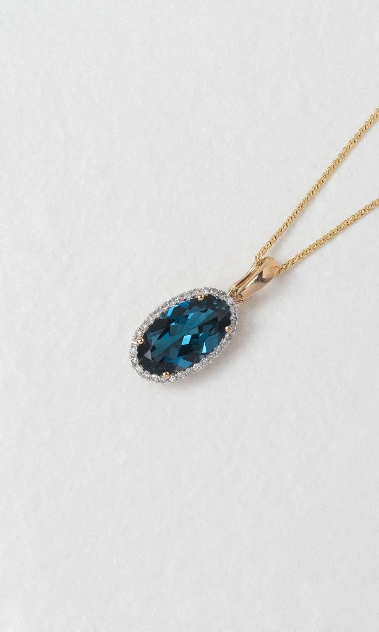 2024 © Hogans Family Jewellers 9K YWG London Blue Topaz & Diamond Enhancer Pendants