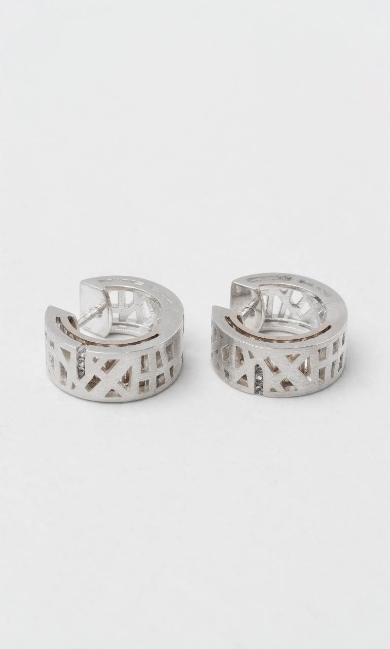 2024 © Hogans Family Jewellers Sterling Silver Geometric Cut Out Wide Huggie Earrings