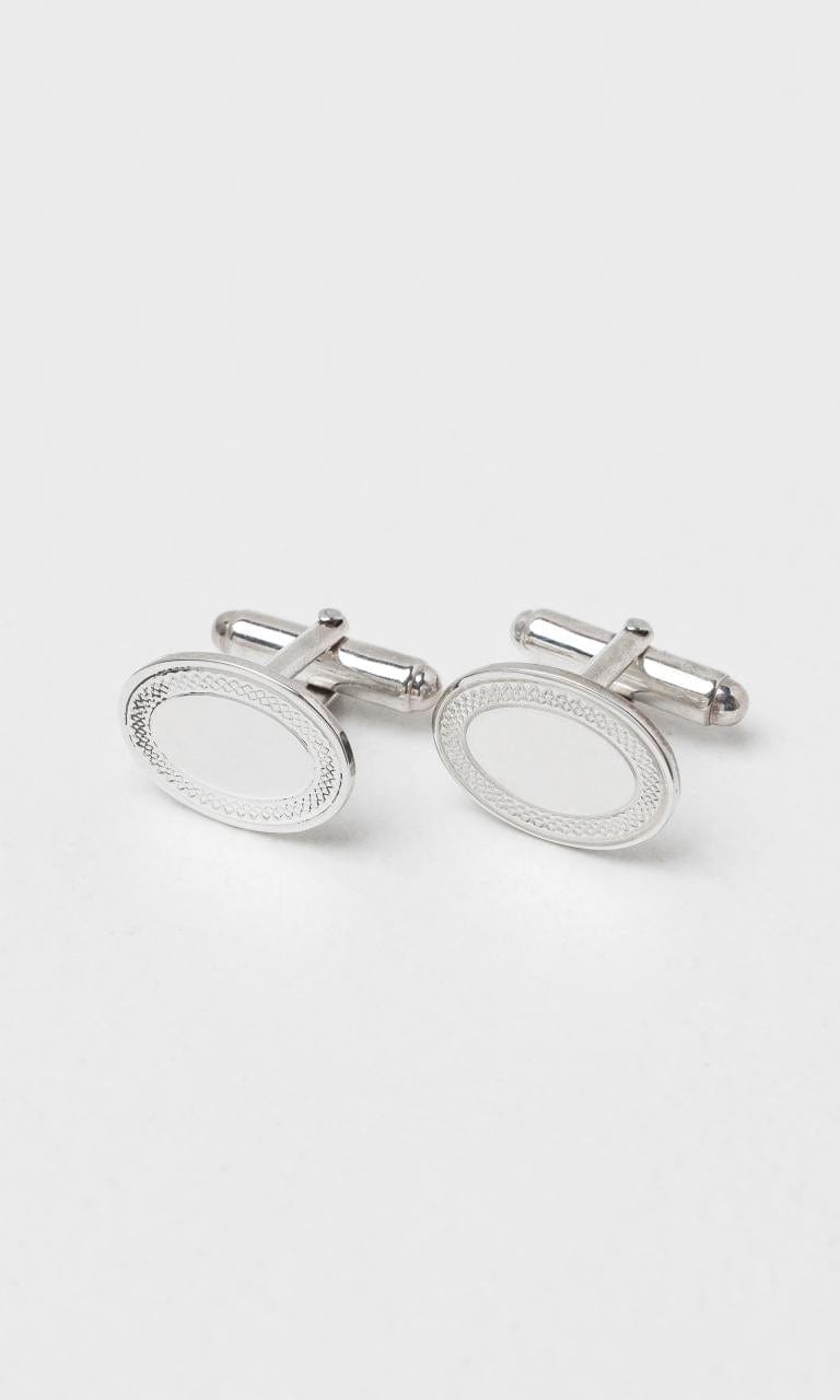 2024 © Hogans Family Jewellers Sterling Silver Patterned Oval Cufflinks