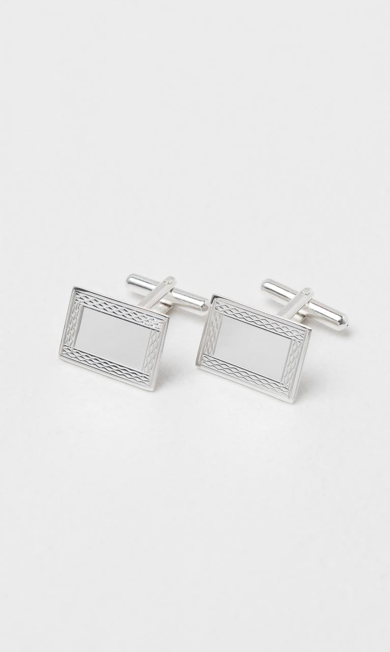 2024 © Hogans Family Jewellers Sterling Silver Patterned Rectangle Cufflinks