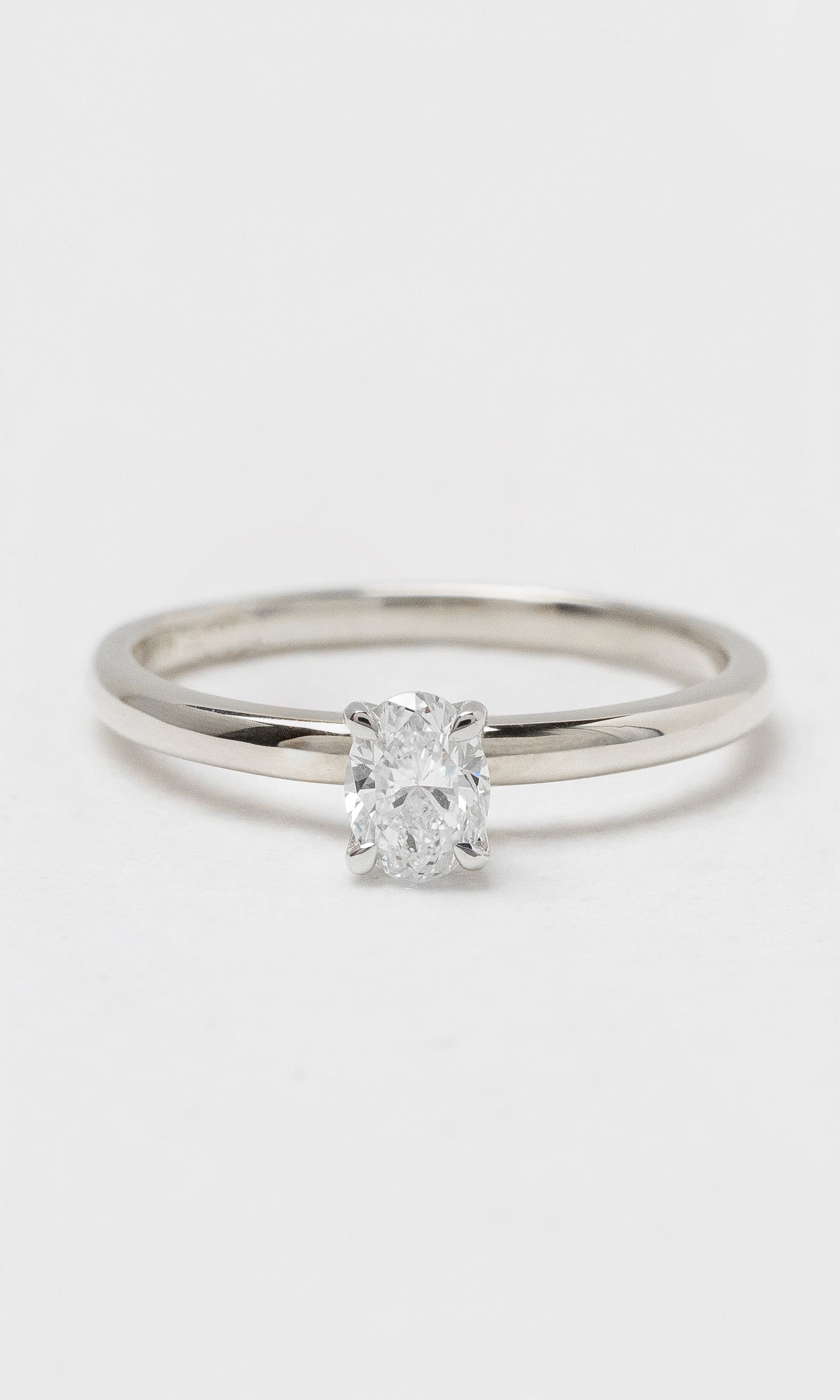 18K WG Oval Solitaire Diamond Ring