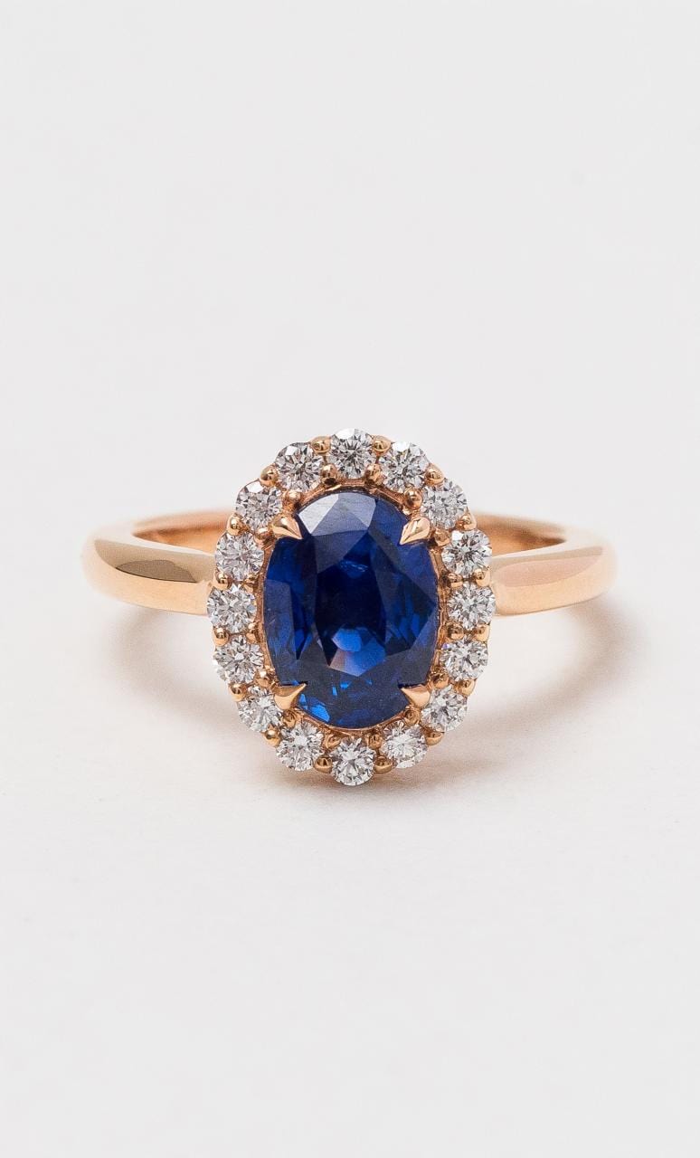 Hogans Family Jewellers 18K RG Oval Ceylon Cluster Sapphire Ring