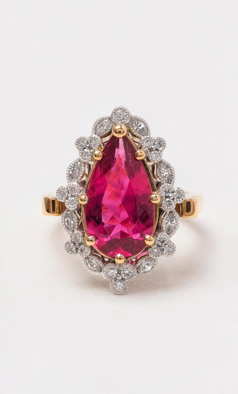 Hogans Family Jewellers 18K RWG Rubellite & Diamond Dress Ring