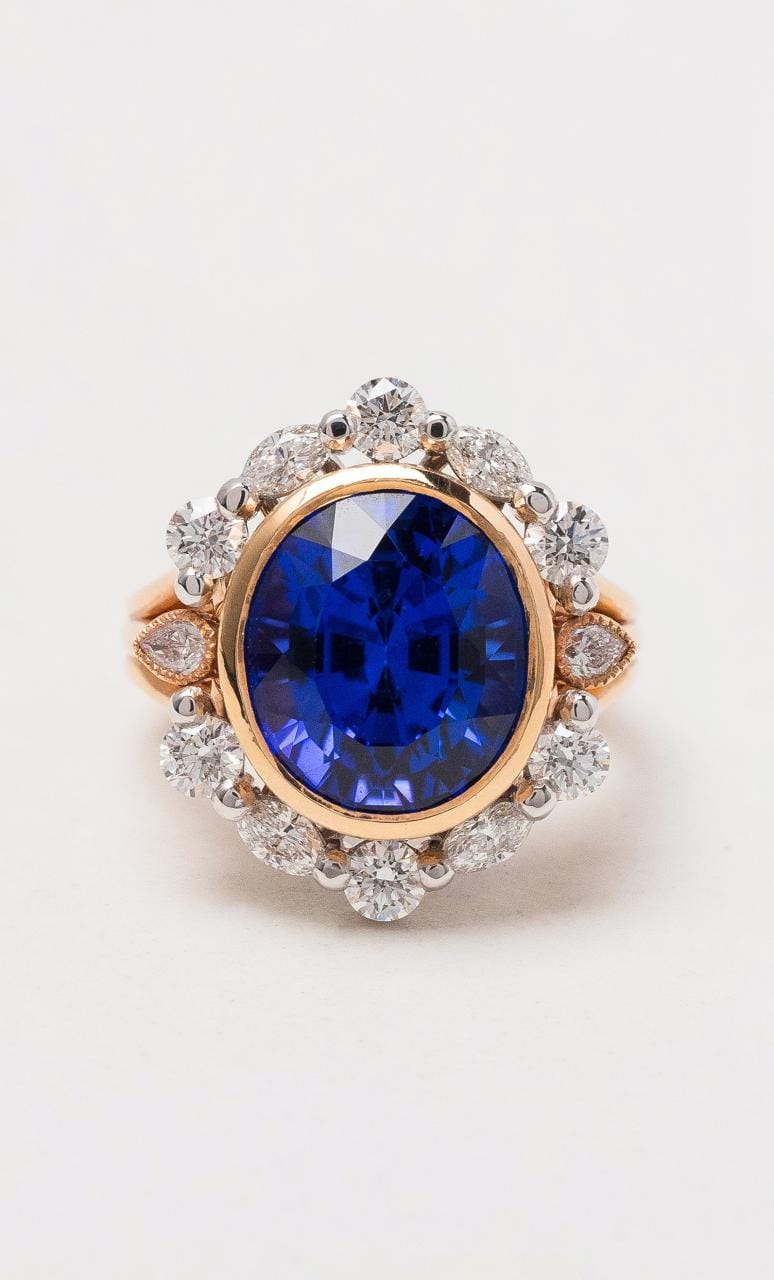 Hogans Family Jewellers 18K RWG Tanzanite & Diamond Cluster Ring