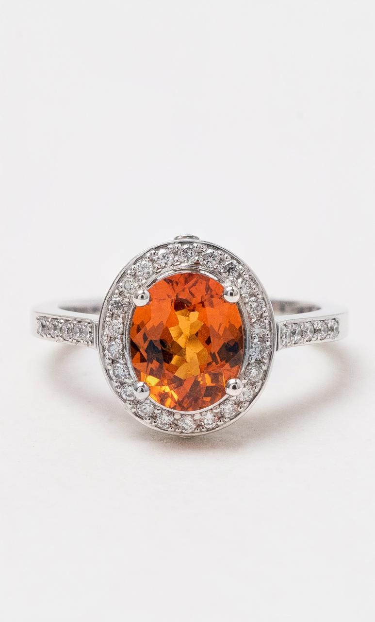 Hogans Family Jewellers 18K WG Cinnamon Hessonite Garnet Dress Ring