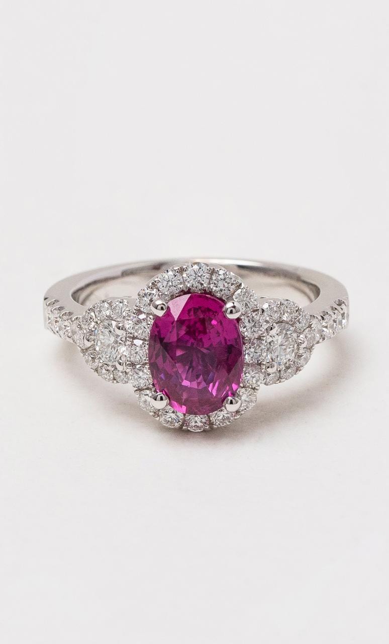 Hogans Family Jewellers 18K WG Oval Pink Sapphire & Diamond Ring