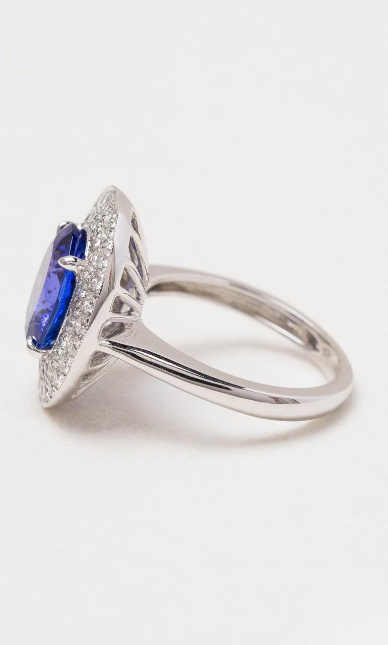 Hogans Family Jewellers 18K WG Oval Tanzanite & Diamond Cluster Ring