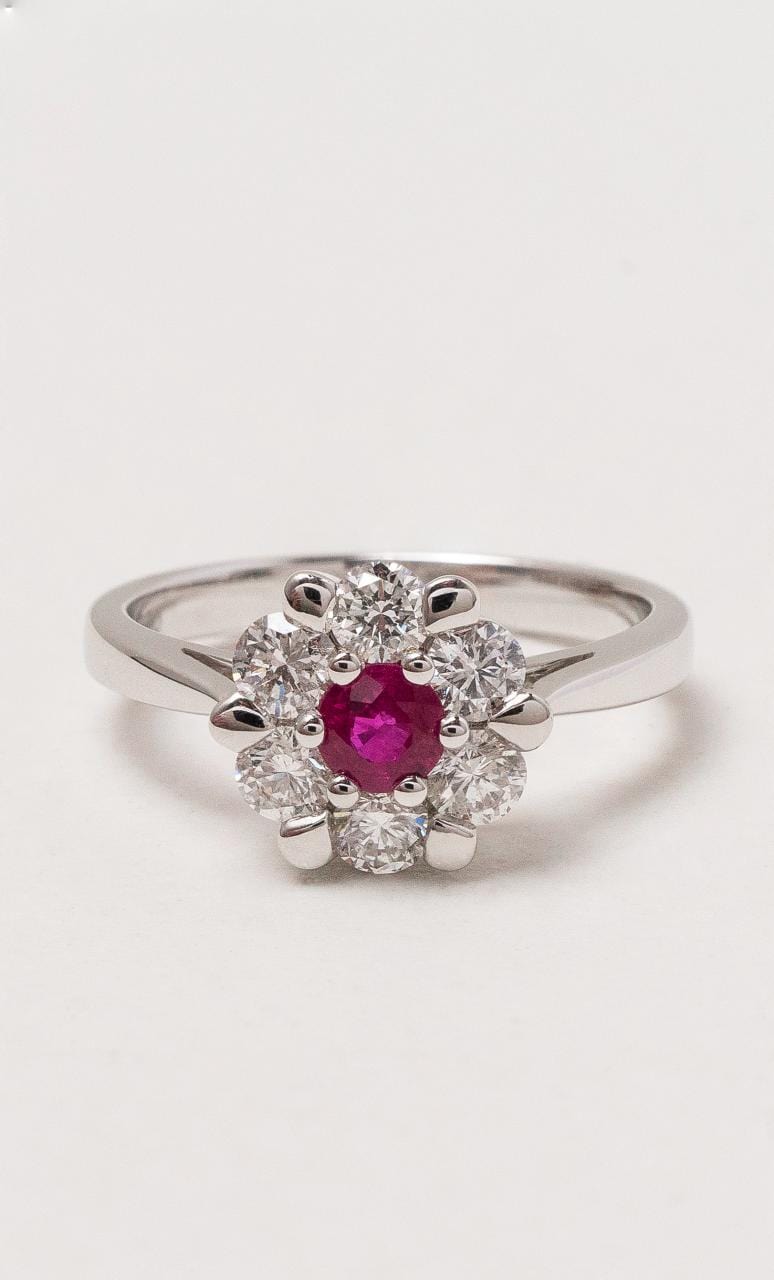 Ruby and diamond hot sale flower ring